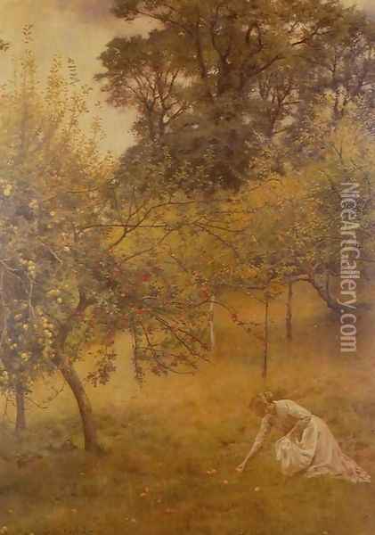 A Devonshire Orchard Oil Painting - John Maler Collier