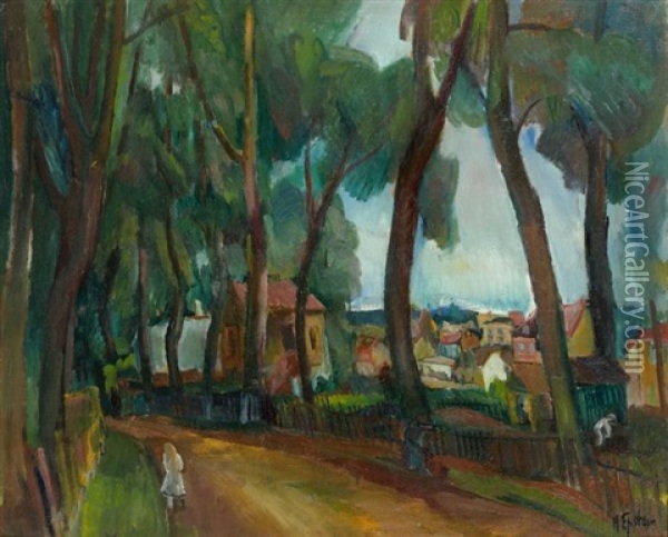 Le Village Sous Les Arbres Oil Painting - Henri Epstein