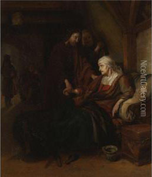 Christ Healing Peter's Mother-in-law Oil Painting - Jan or Joan van Noordt