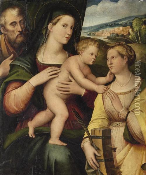 The Mystic Marriage Of Saint Catherine Oil Painting - Giacomo Raibolini