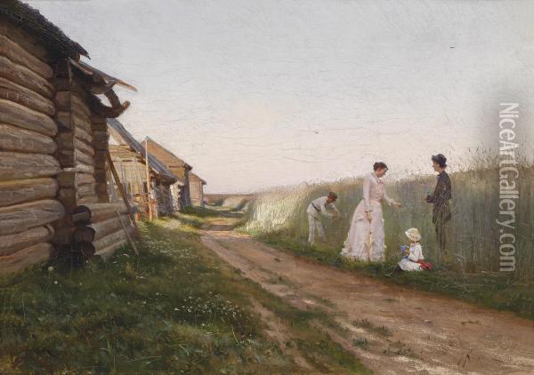 In A Cornfield Oil Painting - Josif Evstaf'Evic Krackovskij