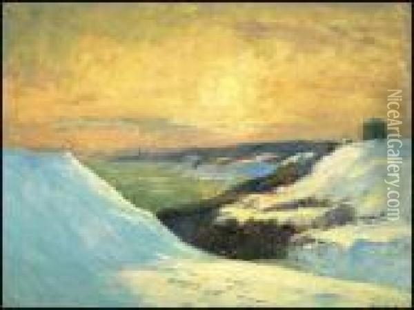 Winter View Of The Sillery, Pq, From The Plains Of Abraham Oil Painting - Maurice Galbraith Cullen