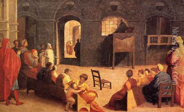 St. Bernardino Of Siena Preaching Oil Painting - Domenico Beccafumi