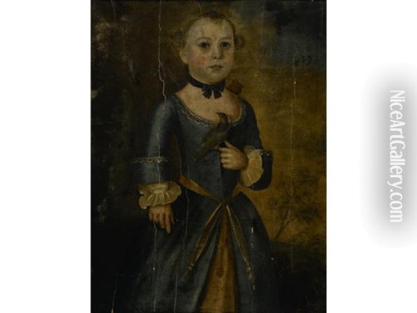 Portrait Of A Child With A Bird Oil Painting - Joseph Badger
