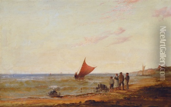 Conversation On The Shore Oil Painting - Vilhelm Luplau