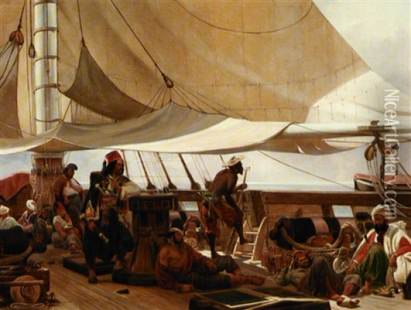 Tyrkiske Somaend Om Bord Pa Deres Skib Oil Painting -  Louise (Queen of Denmark)