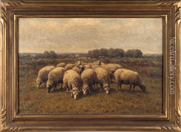 Flock Of Sheep In A Field Oil Painting - George Arthur Hays