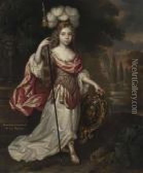 Portrait Of Madame Lagley Oil Painting - Pierre Le Romain I Mignard