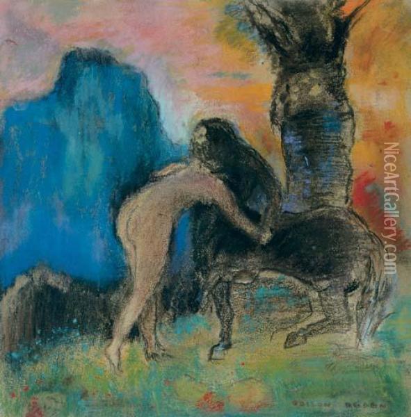 Femme Et Centaure Oil Painting - Odilon Redon