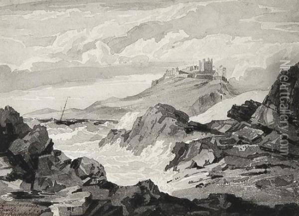 Bamborough Castle, Northumberland Oil Painting - Joshua Cristall