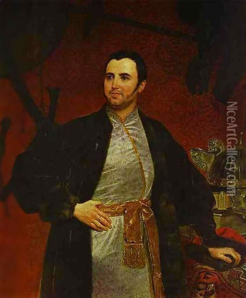 Portrait of Obolensky Oil Painting - Jules-Elie Delaunay
