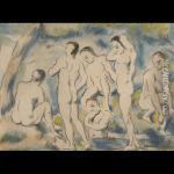 The Small Bathers [venturi 1156] Oil Painting - Paul Cezanne