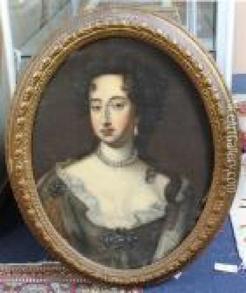 Head And Shoulder Portrait Of Queen Mary Oil Painting - Jan van der Vaart