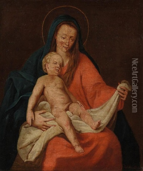 Muttergottes Mit Dem Schlafenden Christuskind Oil Painting - Johann von Schraudolph