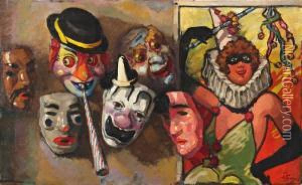 Pierette En Maskers Oil Painting - Abraham Fresco