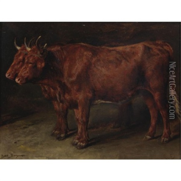 Pair Of Oxen Oil Painting - Rosa Bonheur