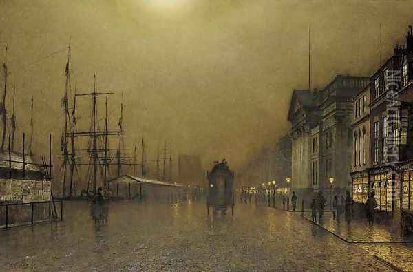 Liverpool by gaslight Oil Painting - John Atkinson Grimshaw