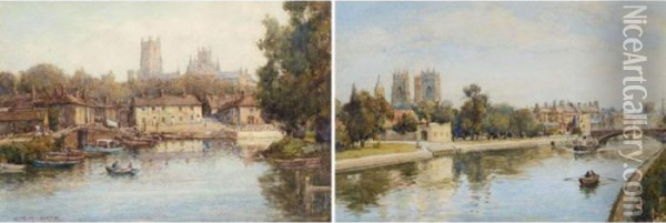 River Landscapes Oil Painting - James W. Milliken