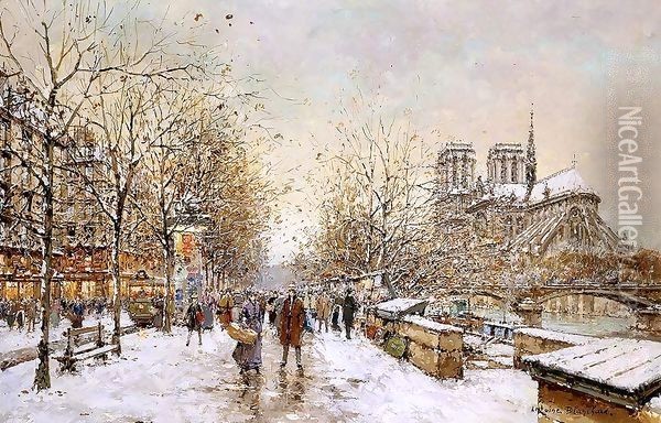 Winter in Paris Notre Dame Oil Painting - Agost Benkhard