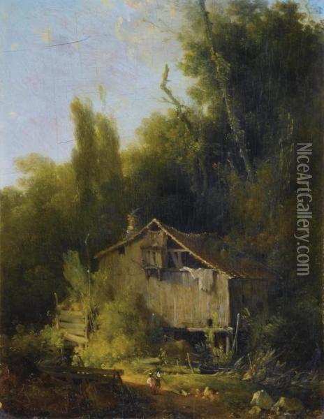 Le Vieux Moulin Oil Painting - Louis-Gabriel Moreau the Elder