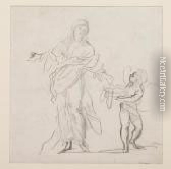 Studies For A Madonna And Child Oil Painting - Giovanni Batista Cipriani