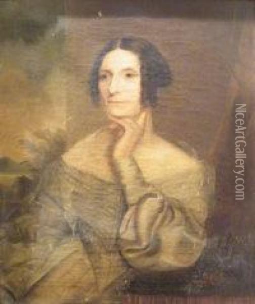 Portrait Of A Lady She Is Seated Oil Painting - George Chinnery