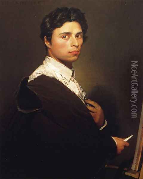 Self Portrait at the Easel Oil Painting - Jean Auguste Dominique Ingres