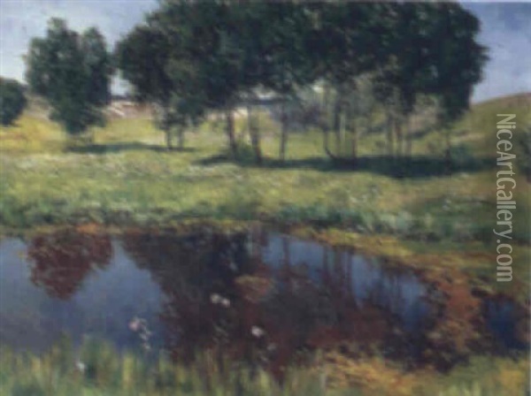 A Summer Landscape Oil Painting - Philipp Franck