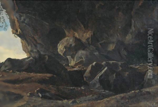 The Grotto At Vicovaro Oil Painting - Simon-Joseph-Alexandre-Clement Denis