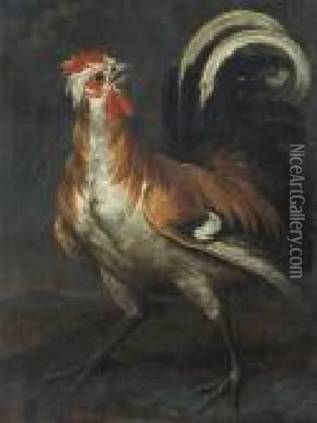 A Rooster In A Landscape Oil Painting - Paul de Vos