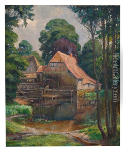Grander Muhle Bei Friedrichsruh (sachsenwald) Oil Painting - Ernst Zehle