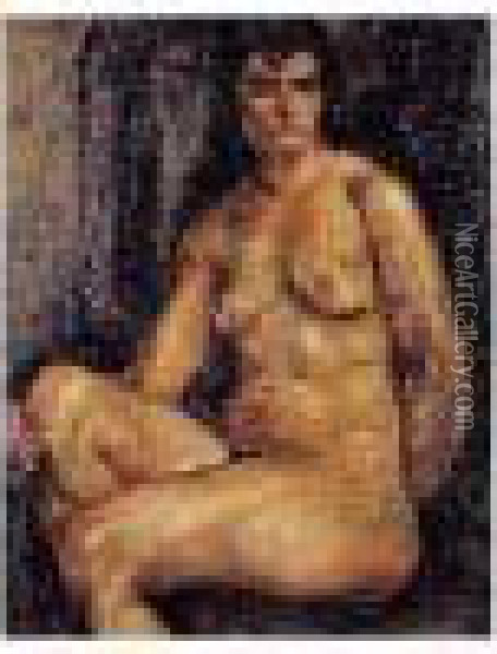 Grand Nu Assis, Circa 1918 Oil Painting - Henri Epstein