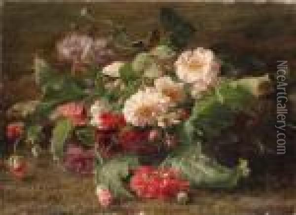Poppies And Wild Roses Oil Painting - Geraldine Jacoba Van De Sande Bakhuyzen