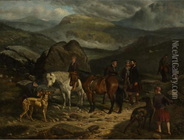 A Highland Hunting Party Oil Painting - Arthur Fitzwilliam Tait