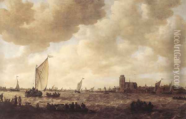 View of Dordrecht 1644-53 Oil Painting - Jan van Goyen