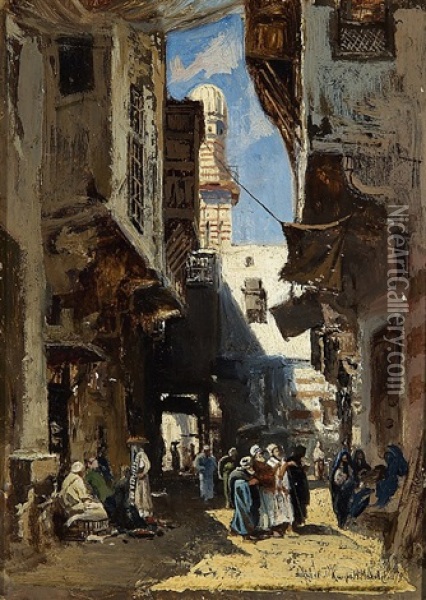 Street Scene From Cairo Oil Painting - Nikolai Egorovich Makovsky