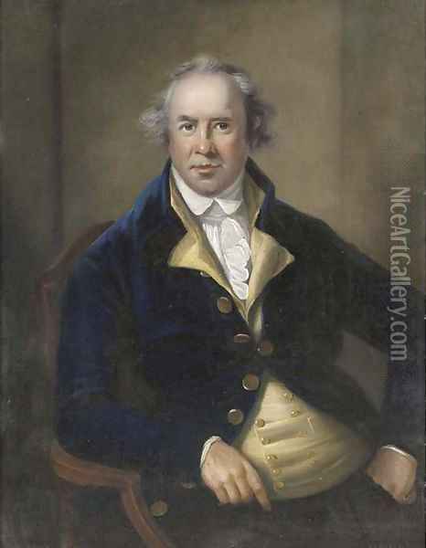 Portrait of a gentleman, traditionally identified as George Bruere, Governor of Bermuda, three-quarter-length Oil Painting - John Russell
