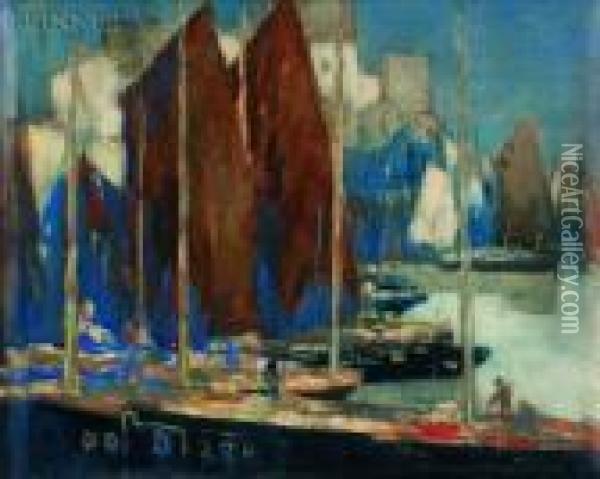 Sardine Fishers, Douarnenez Oil Painting - George Elmer Browne