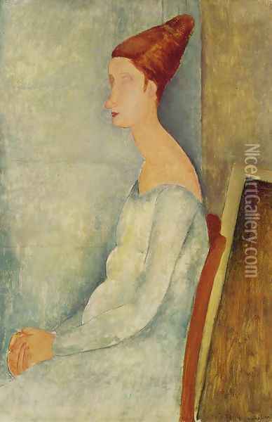 Portrait Of Jeanne Hebuterne In Profile I Oil Painting - Amedeo Modigliani