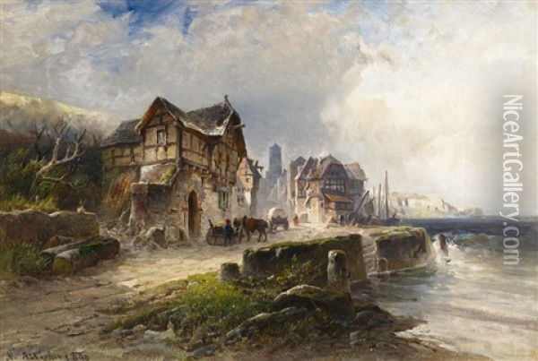 Fischerdorf In Der Bretagne Oil Painting - Nicolai Von Astudin