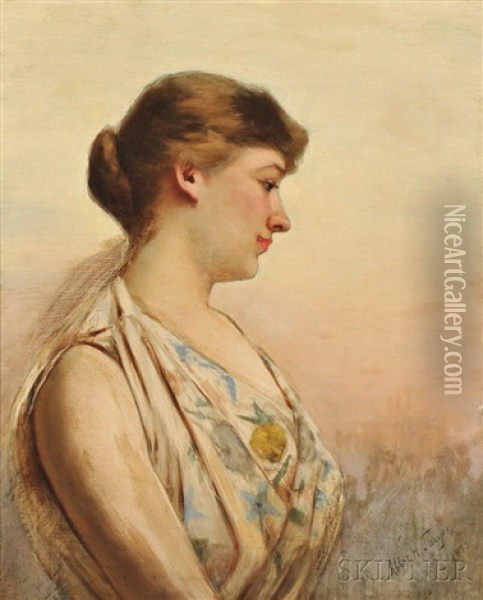 A Classic Profile Oil Painting - Abbott Handerson Thayer