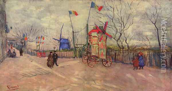 Street Scene in Montmartre Oil Painting - Vincent Van Gogh