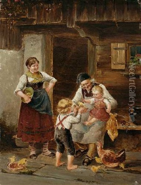 Landliches Familiengluck Oil Painting - Ludwig Blume-Siebert
