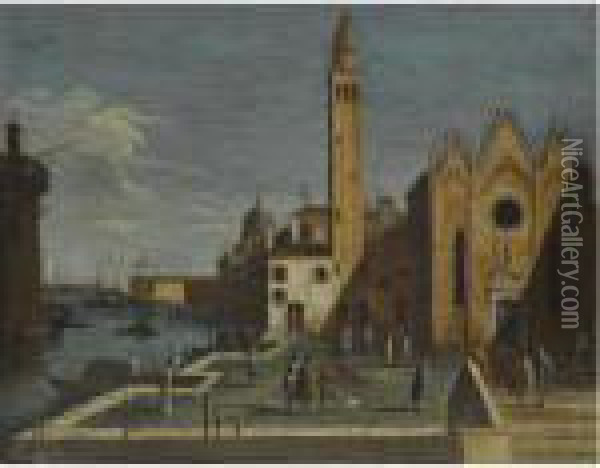 Venice, A View Of The Grand 
Canal From Santa Maria Della Carita Tothe Bacino Di San Marco Oil Painting - Apollonio Domenichini