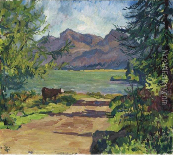 Silsersee Lake Sils Oil Painting - Giovanni Giacometti
