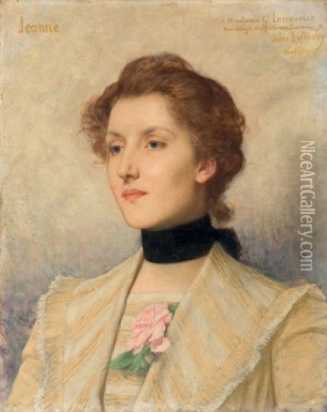Jeune Femme A La Rose Oil Painting - Jules Joseph Lefebvre