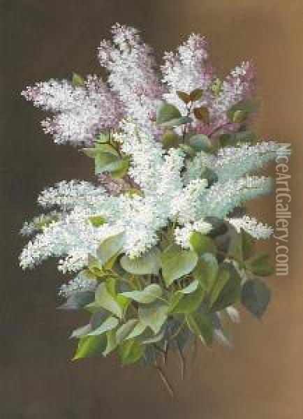 Lavender And White Lilacs Oil Painting - Raoul Maucherat de Longpre