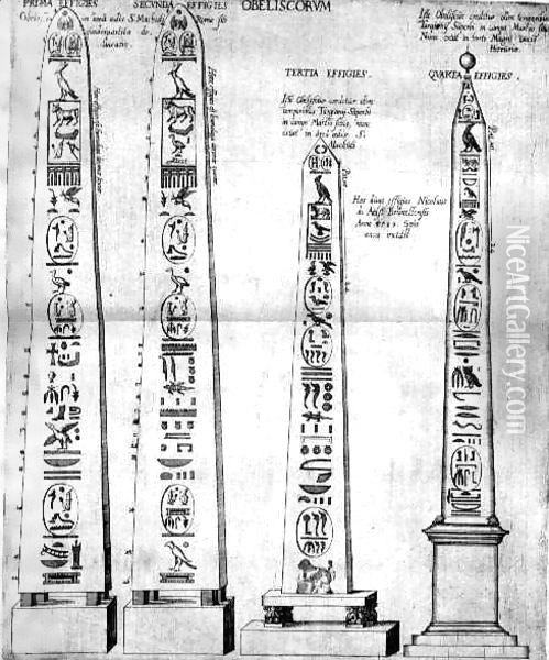 Egyptian obelisks with hieroglyphics Oil Painting - Nicolaus van Aelst