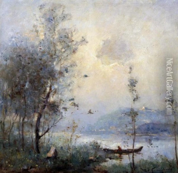 Landscape With Rowing Boat Oil Painting - Robert Archibalt Graafland