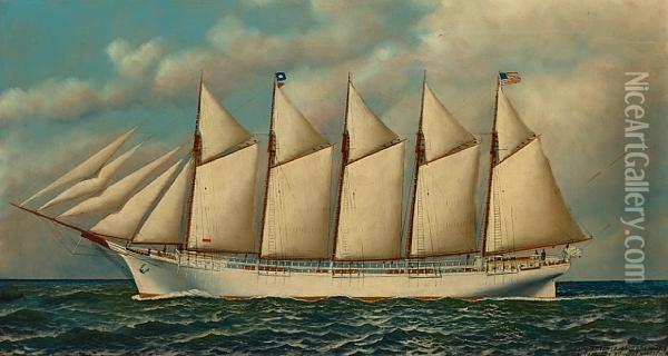 The Schooner 
St. Johns New Foundland 
Departing Oil Painting - Antonio Nicolo Gasparo Jacobsen
